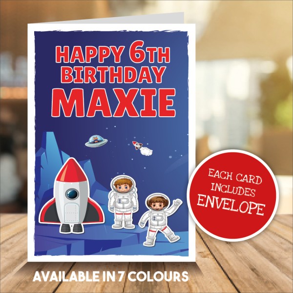 Astronauts Rockets & Spaceships Personalised Birthday Card