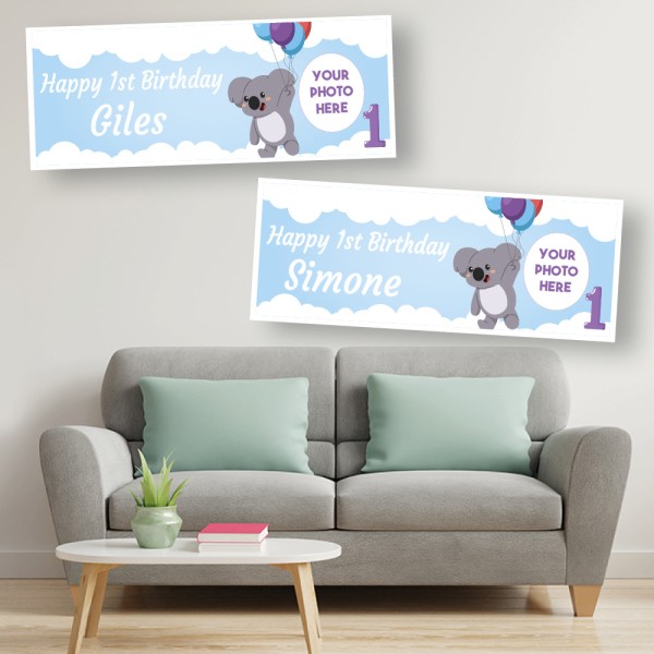 1st Birthday Koala Personalised Photo Banners