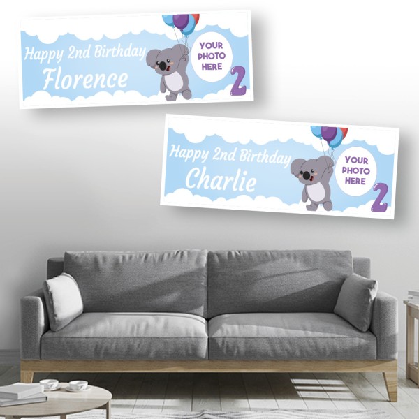 2nd Birthday Koala Personalised Photo Banners