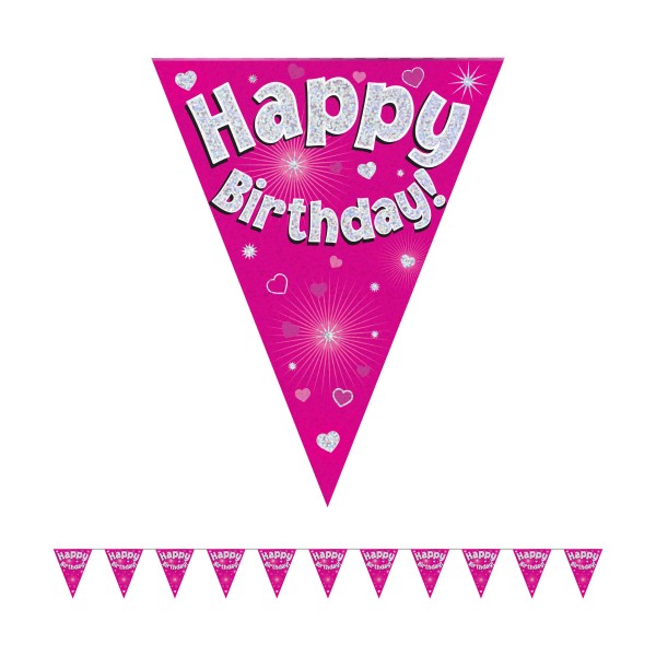 Holographic Happy Birthday Party Bunting (Pink) Holographic Happy Birthday Party Bunting (Pink)