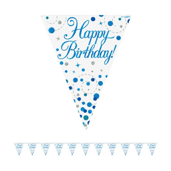 Holographic Happy Birthday Blue Fizz Bunting