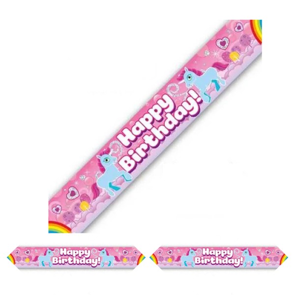 Holographic Happy Birthday Unicorn Rainbow Party Banner Holographic Happy Birthday Unicorn Rainbow Party Banner
