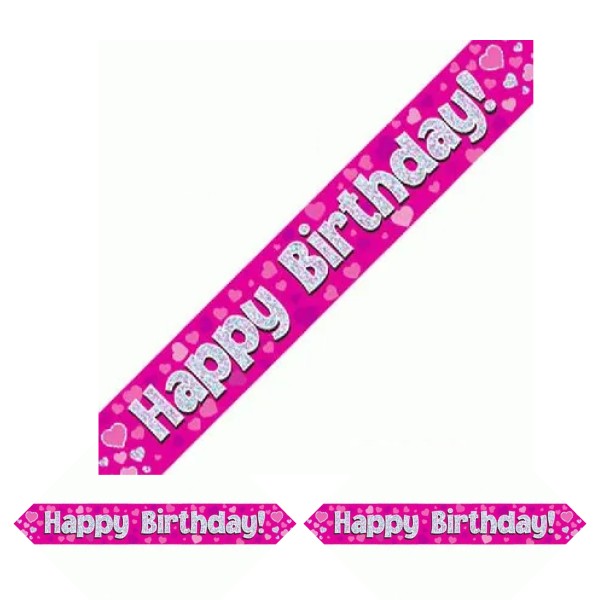 Holographic Happy Birthday Party Banner (Pink) Holographic Happy Birthday Party Banner (Pink)