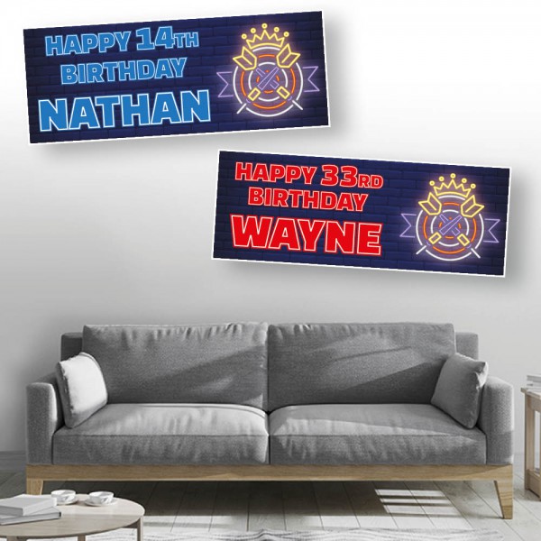 Darts Crown Personalised Birthday Banners 