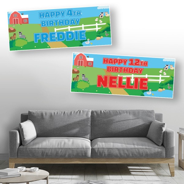 Farm Yard Personalised Birthday Banners