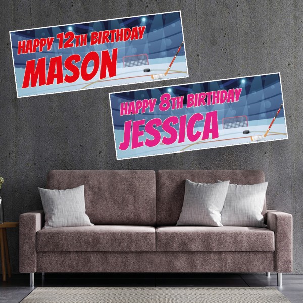 Ice Hockey Personalised Birthday Banners