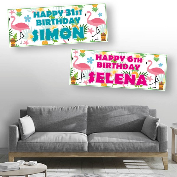 Hawaiian Luau Party Personalised Birthday Banners
