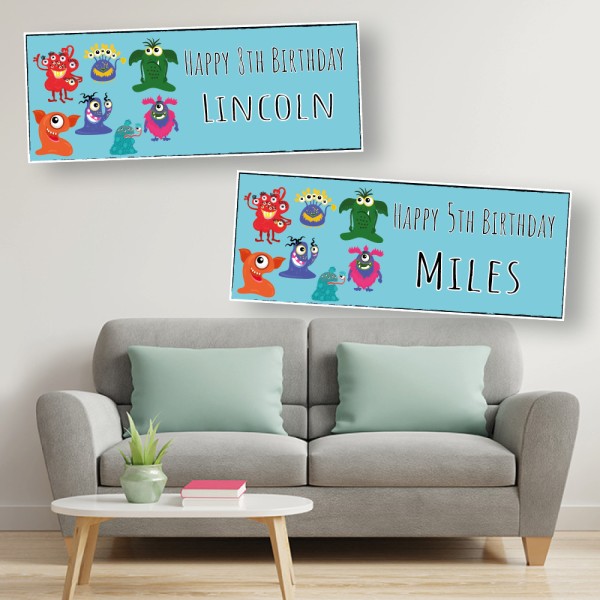 Monsters Personalised Birthday Banners