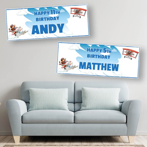Plane Personalised Birthday Banners