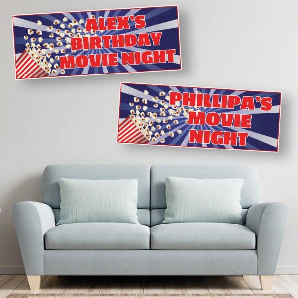 Popcorn Movie Night Personalised Party Banners 