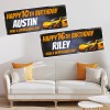 Sports Car Orange Personalised  Birthday Banners