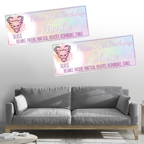 Zodiac Taurus Star Sign Personalised Birthday Banners