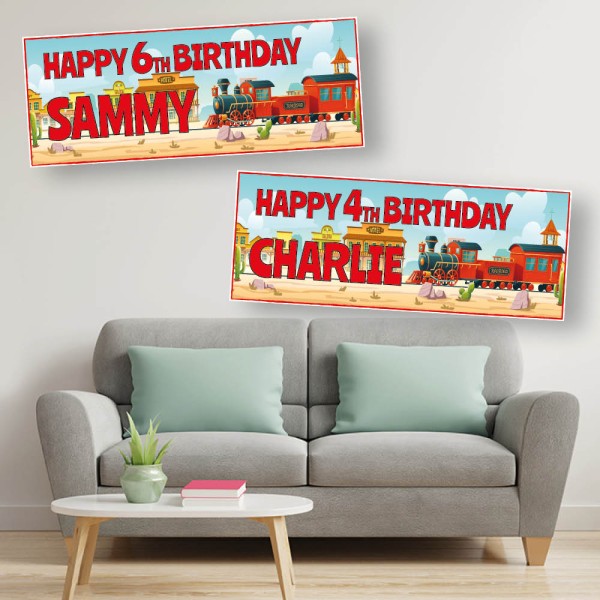 Rail Road Train Personalised Birthday Banners