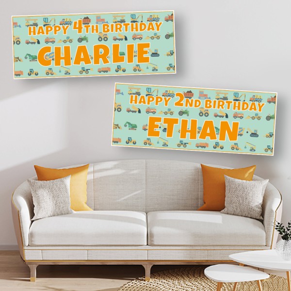 Trucks Personalised Birthday Banners