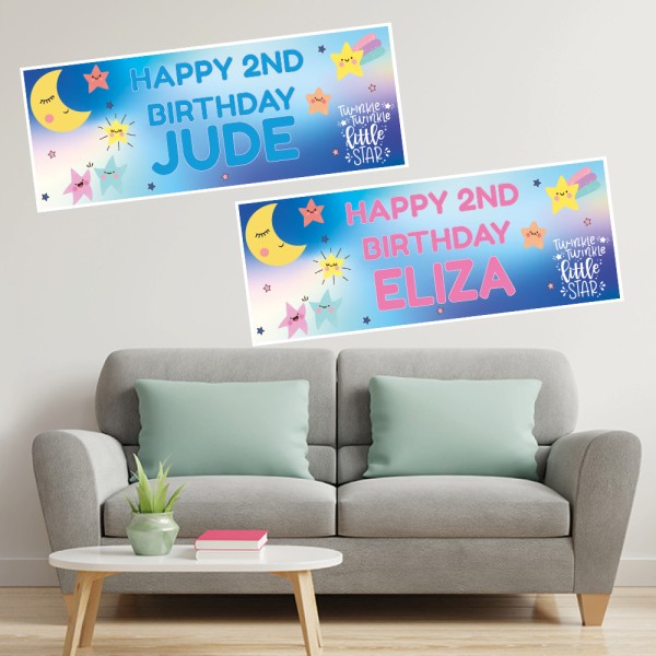 Twinkle Twinkle Star Personalised Birthday Banners