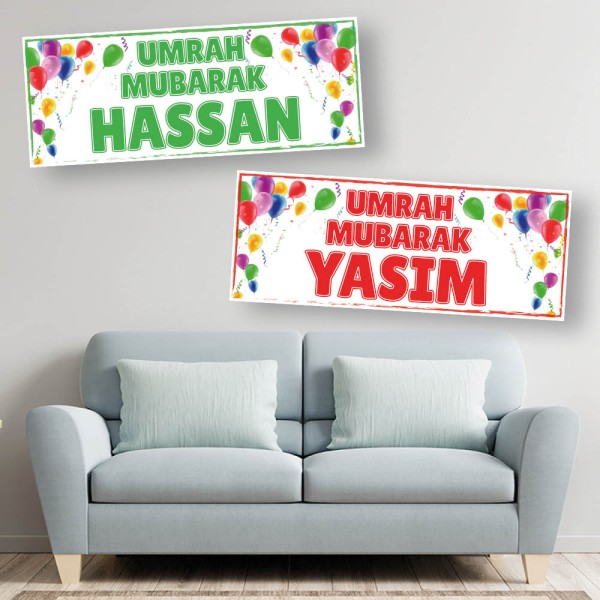 Umrah Mubarak Balloon Personalised Celebration Banners