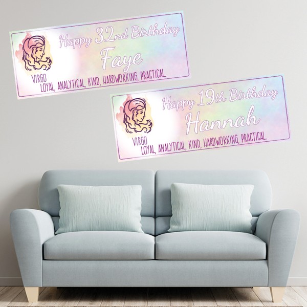 Zodiac Virgo Star Sign Personalised Birthday Banners