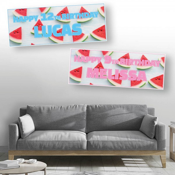Sliced Watermelon Personalised Birthday Banners