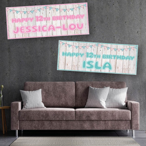 Wood Bunting Personalised Birthday Banners